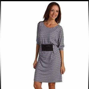 Michael Kors Black and White Dress with Dolman Sleeves, Size s/p
